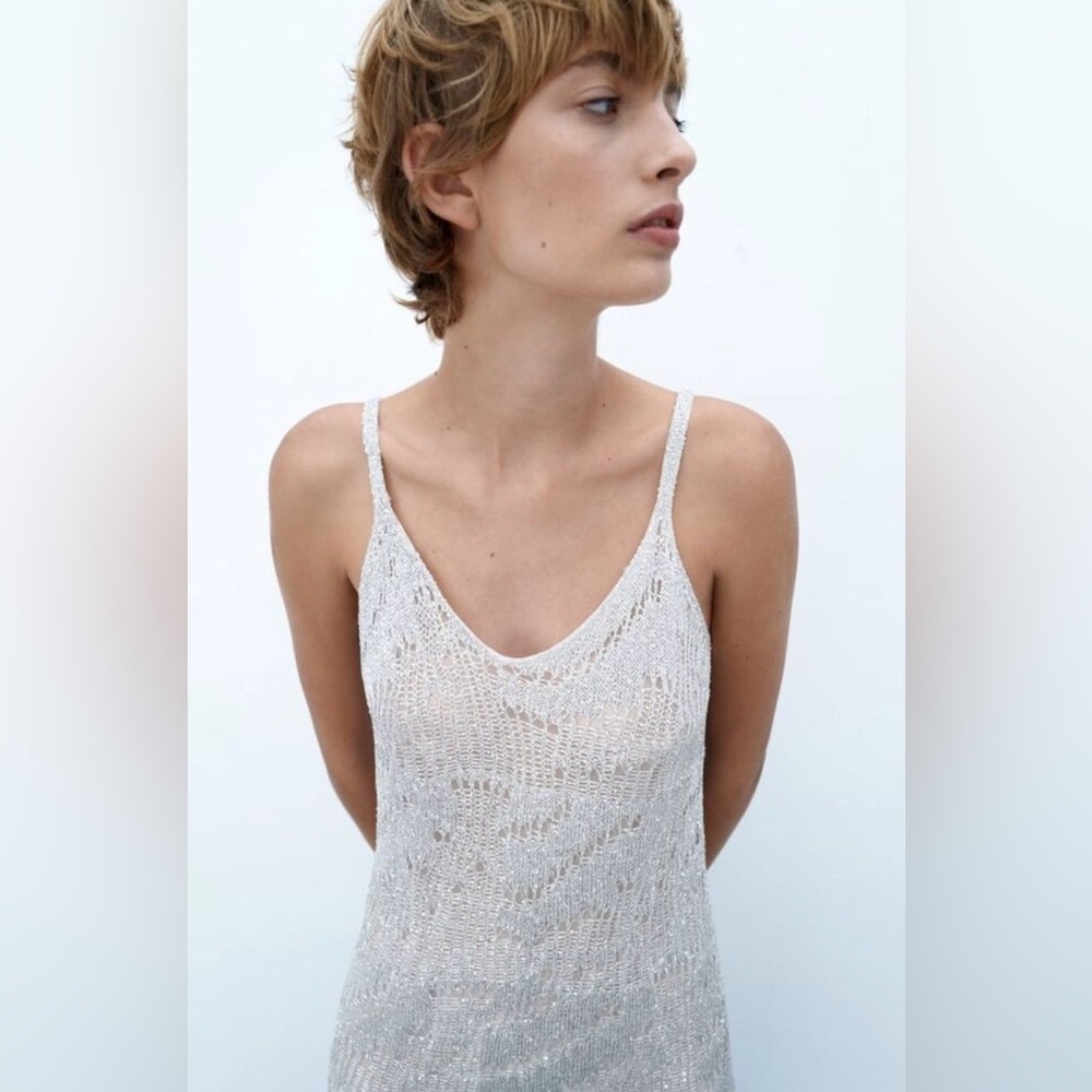 Metallic thread knit slip dress - Picture 2 of 7